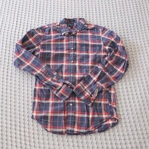 JCrew Men's Blue and Red Plaid Button-Down Extra Small XS Shirt
